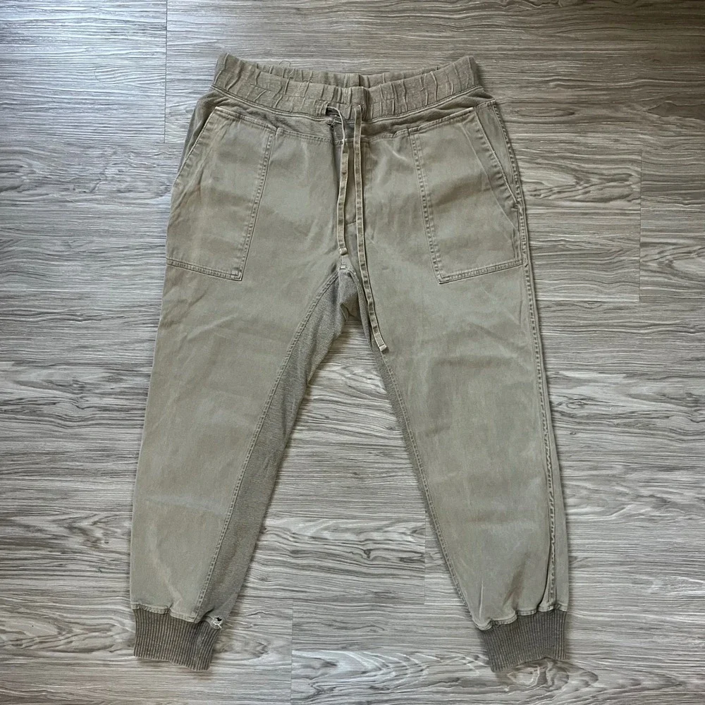 James Perse Mens Mixed Media Joggers Olive Drab Cotton Lyocell Size 3 WHU1677